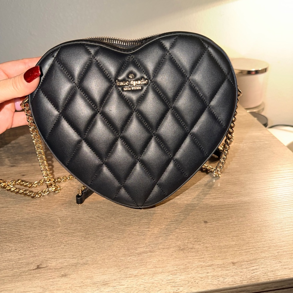 Kate Spade Black Quilted Heart Crossbody Bag